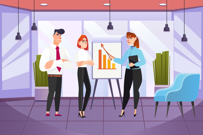 Business team discussing on growth graph  Illustration