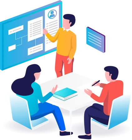 The Work Team Holds A Meeting To Make A Concept Of Work Illustration