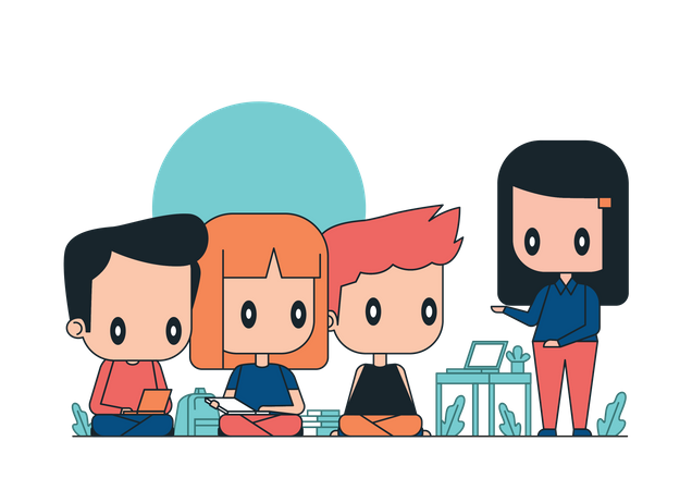 Business team discussing startup idea  Illustration