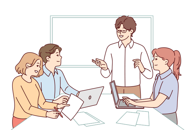 Business team discussing together  Illustration