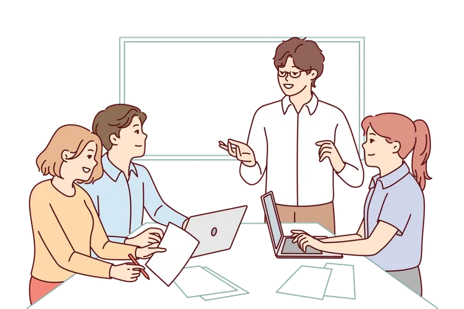 Business team discussing together  Illustration