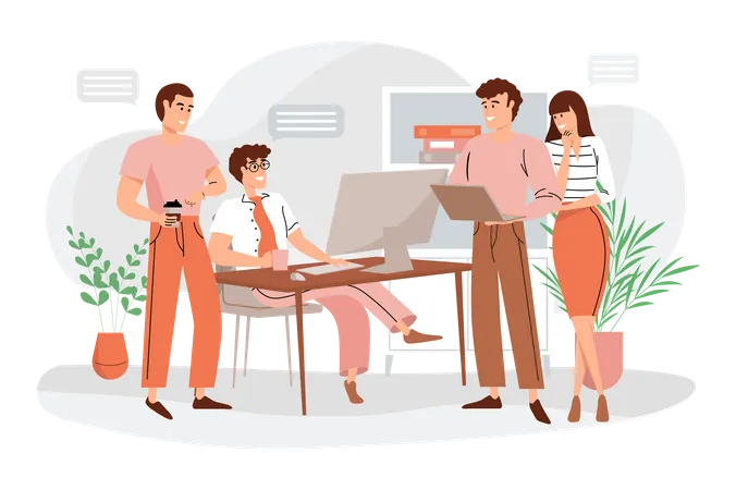 Business team discussing together  Illustration