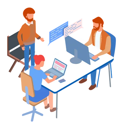 Business team discussion about work  Illustration