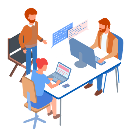 Business team discussion about work  Illustration