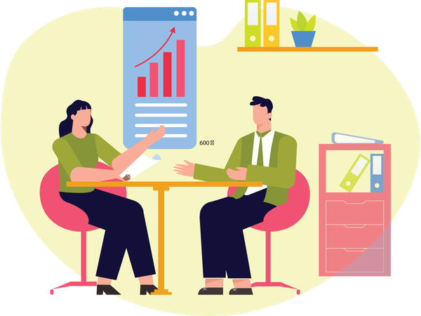 Business Team doing analysis conference  Illustration