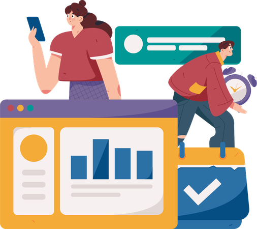 Business team doing business analysis  Illustration