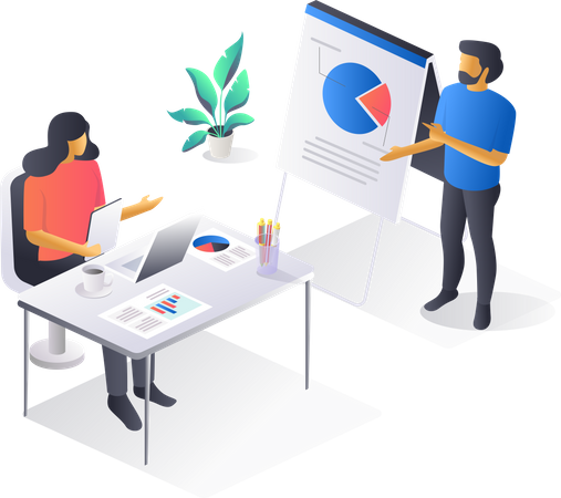 Business team doing analysis  Illustration