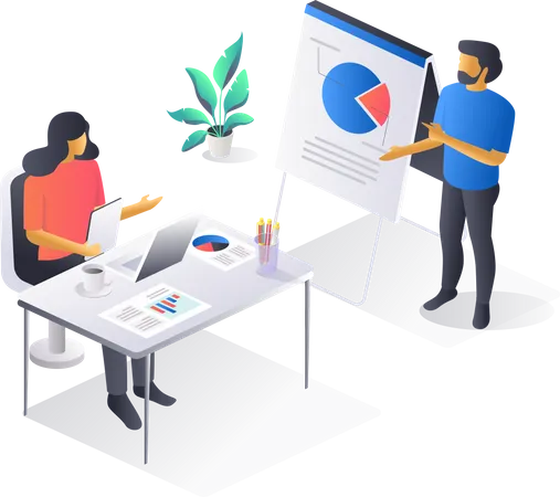 Business team doing analysis  Illustration