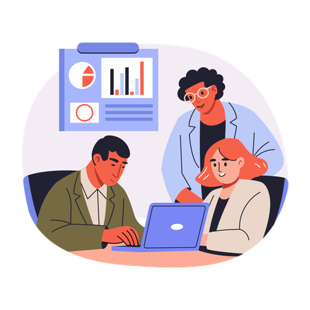 Business Team doing business Analysis  Illustration