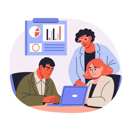 Business Team doing business Analysis  Illustration