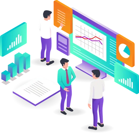 Business team doing Business analytic  Illustration