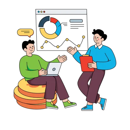 Business team doing analytics  Illustration