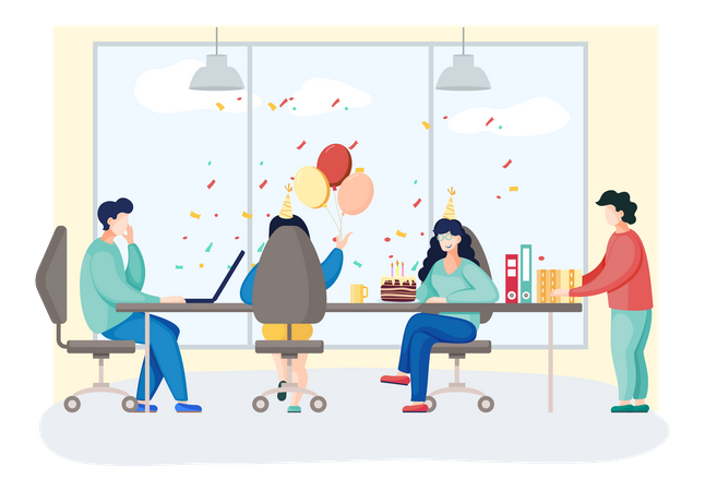 Business team doing Birthday party at office  Illustration