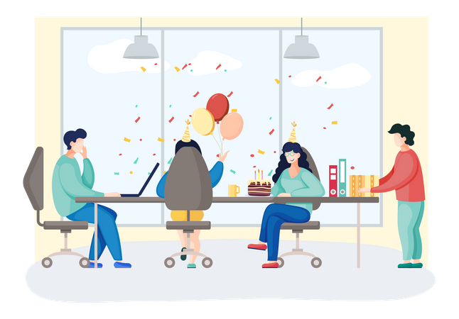 Business team doing Birthday party at office  Illustration