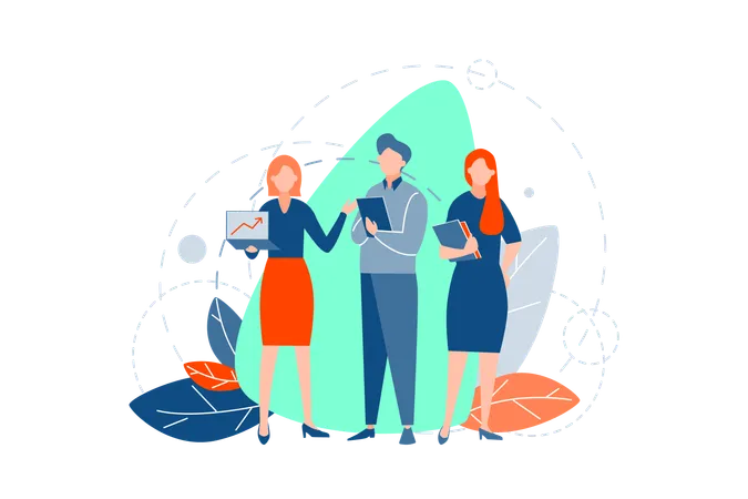 Team Teamwork Coworking Business Concept Illustration Of Young Team Business Man And Businesswomen Doing Teamwork Or Coworking Businesspeople Office Clerks Or Managers Partnership Flat Vector Illustration