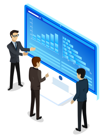 Business team doing business analysis  Illustration