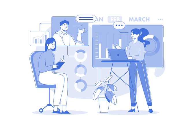 Business Team Doing Business Analysis  Illustration