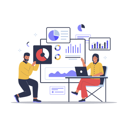 Business team doing business analytics  Illustration