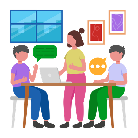 ビジネスミーティングを行うビジネスチーム  イラスト