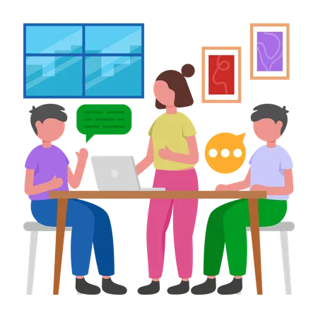 ビジネスミーティングを行うビジネスチーム  イラスト