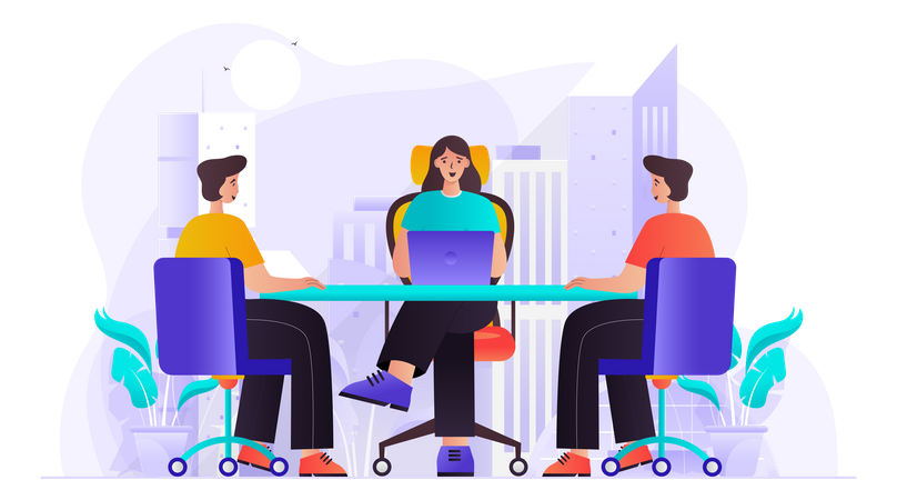 Business Team Doing Business Meeting Illustration