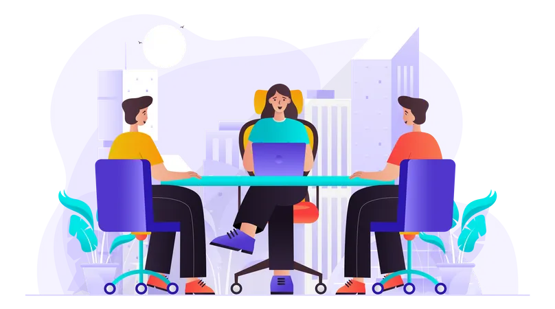 Business Team Doing Business Meeting Illustration