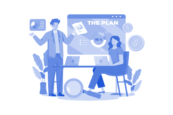 Business team doing business planning  Illustration