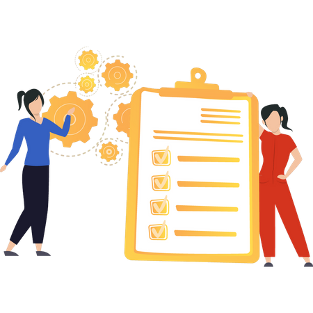 Business team doing checkmark on task list  Illustration