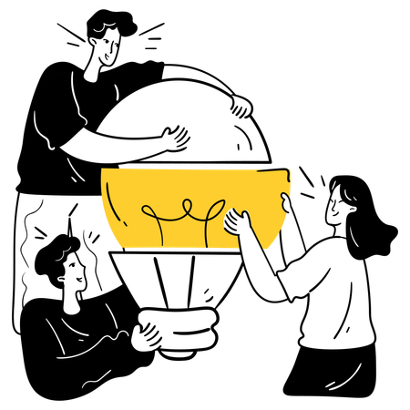 Business team doing co-creation of a product  Illustration