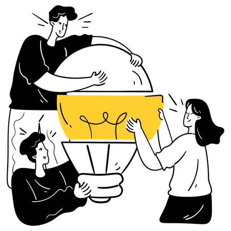 Business team doing co-creation of a product  Illustration