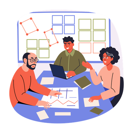 Business Team doing Team Collaboration  Illustration