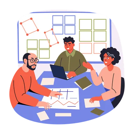 Business Team doing Team Collaboration  Illustration