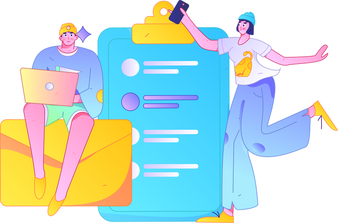 Business team doing collaborative work  Illustration