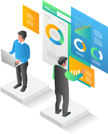 Business team doing dashboard analysis  Illustration