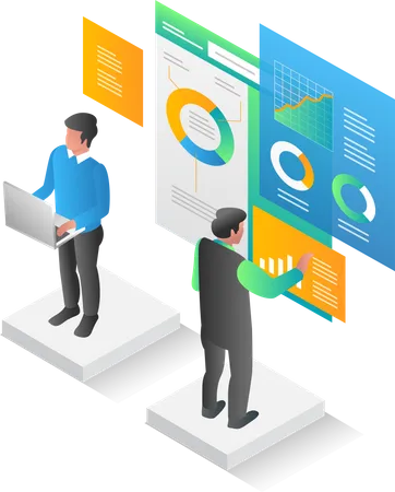 Business team doing dashboard analysis  Illustration