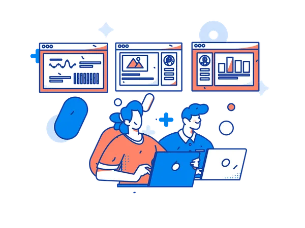 Business team doing data analysis  Illustration