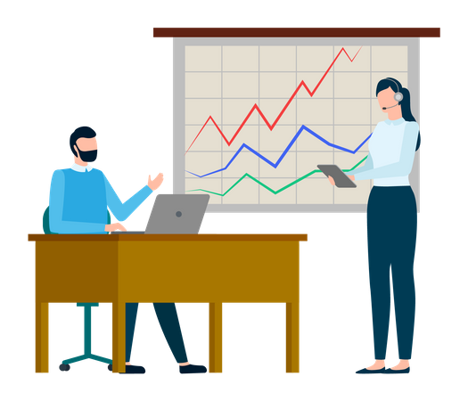 Business team doing data analysis  Illustration