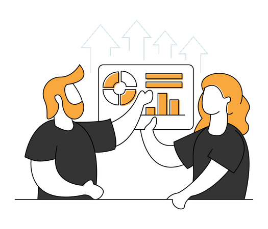 Business team doing data analysis  Illustration