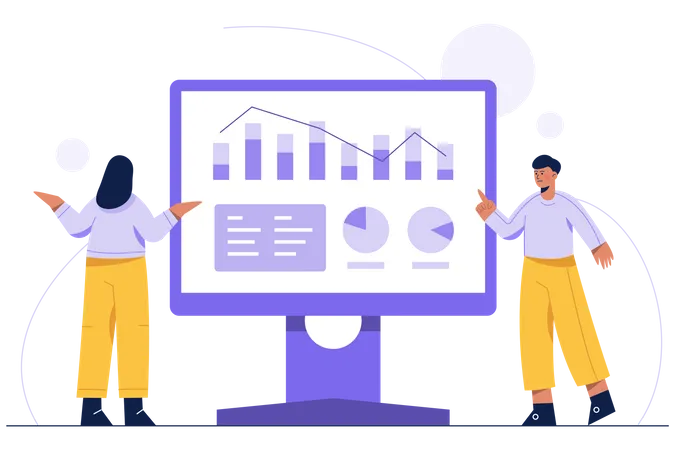 Business team doing data analysis  Illustration