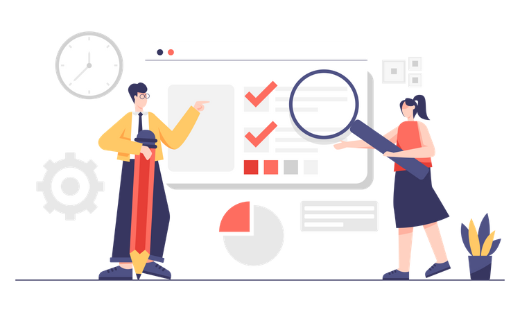 Business team doing data analysis  Illustration