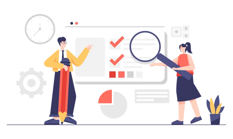 Business team doing data analysis  Illustration