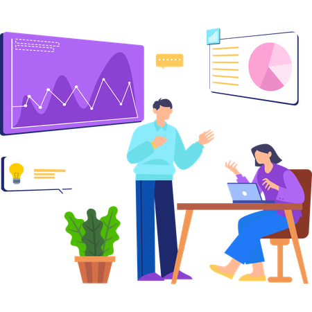 Business team doing data analysis  Illustration