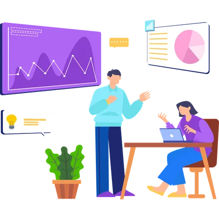 Business team doing data analysis  Illustration