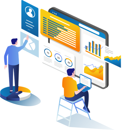 Business team doing data analysis  Illustration