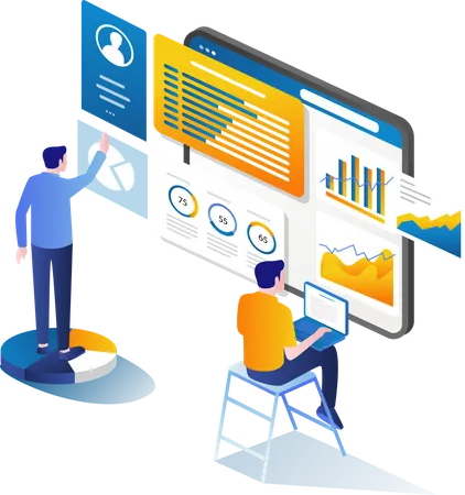 Business team doing data analysis  Illustration