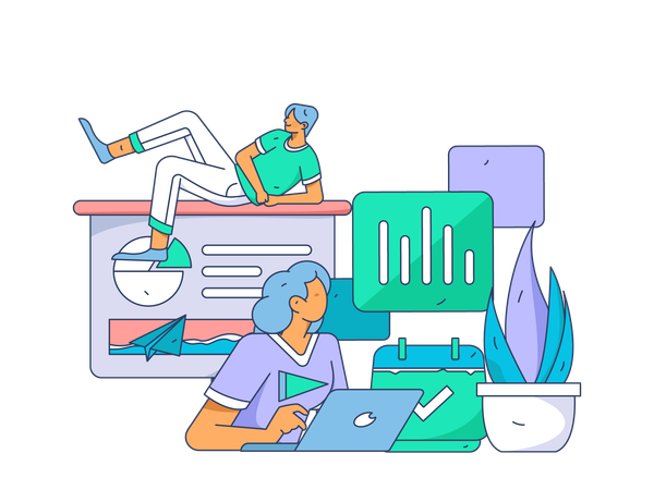 Business team doing business data analysis  Illustration