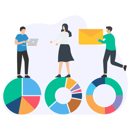 Business team doing data analysis  Illustration