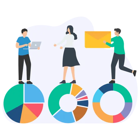 Business team doing data analysis  Illustration