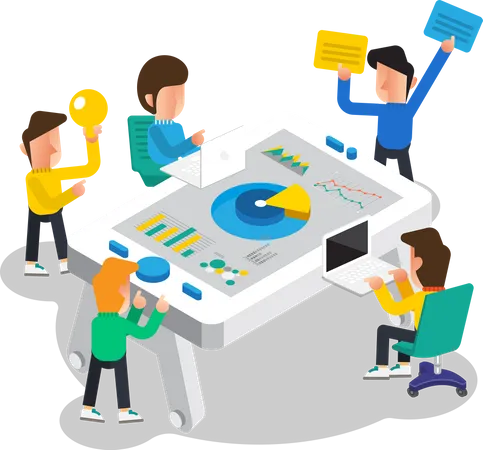 Business team doing data analysis  Illustration