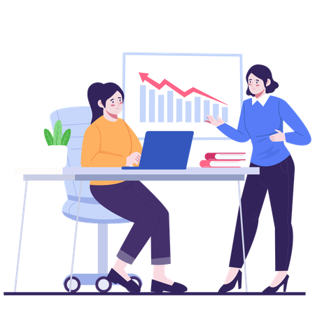 Business team doing data analysis  Illustration